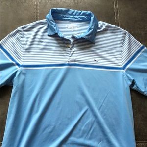 Vineyard Vines Men's Blue Striped Polo Shirt